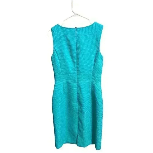 Tahari Arthur Levine Turquoise  Sleeveless Textured  Dress Size 4, Pre-Owned - Picture 3 of 5